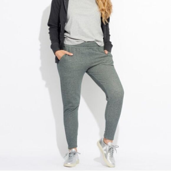 PACT Organic Cotton Ankle Zip Jogger Sweatpant Heathered Green FLAW - Picture 1 of 12